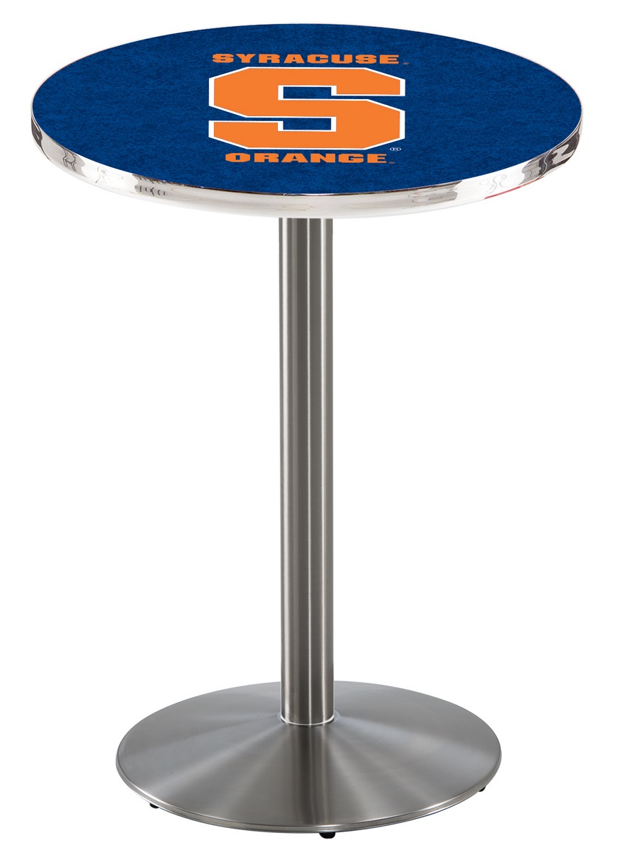 L214 Syracuse University 36" Tall - 30" Top Pub Table with Stainless Finish