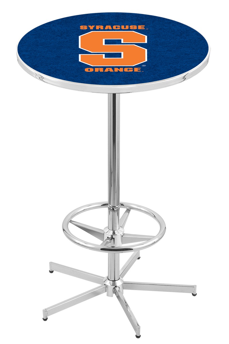 L216 Syracuse University 42" Tall - 30" Top Pub Table with Chrome Finish