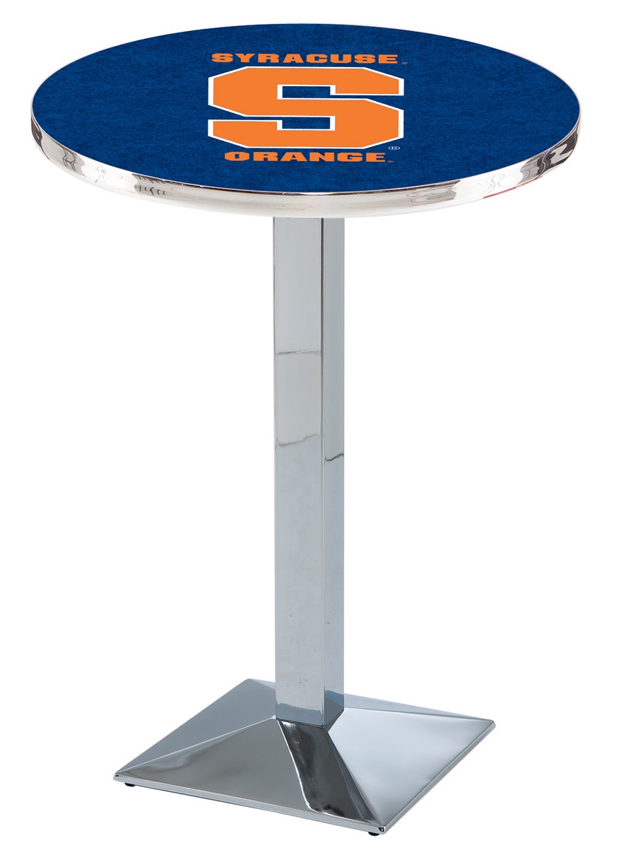 L217 Syracuse University 42" Tall - 30" Top Pub Table with Chrome Finish