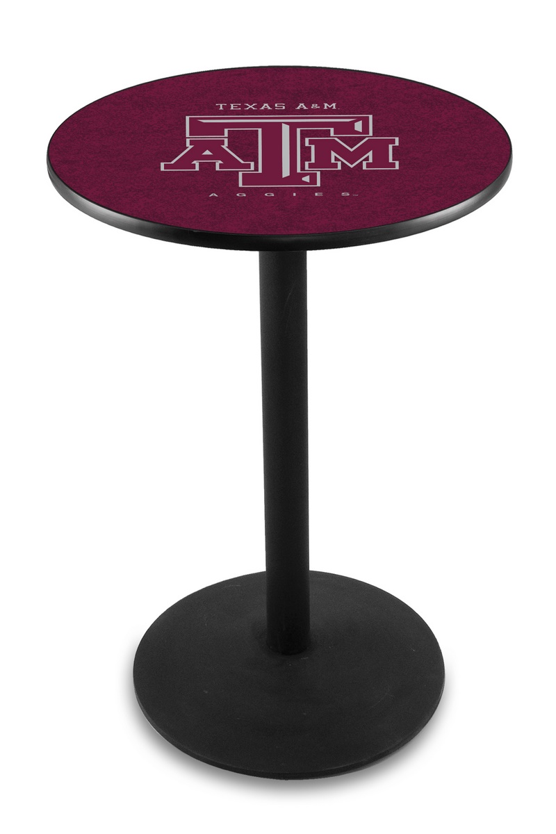 L214 Texas A&M 42" Tall - 30" Top Pub Table with Black Wrinkle Finish