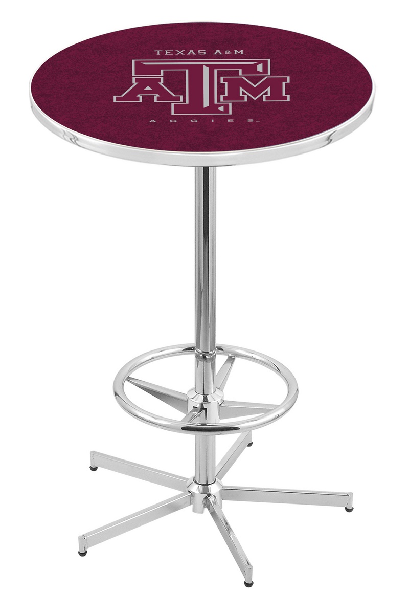 L216 Texas A&M 42" Tall - 30" Top Pub Table with Chrome Finish