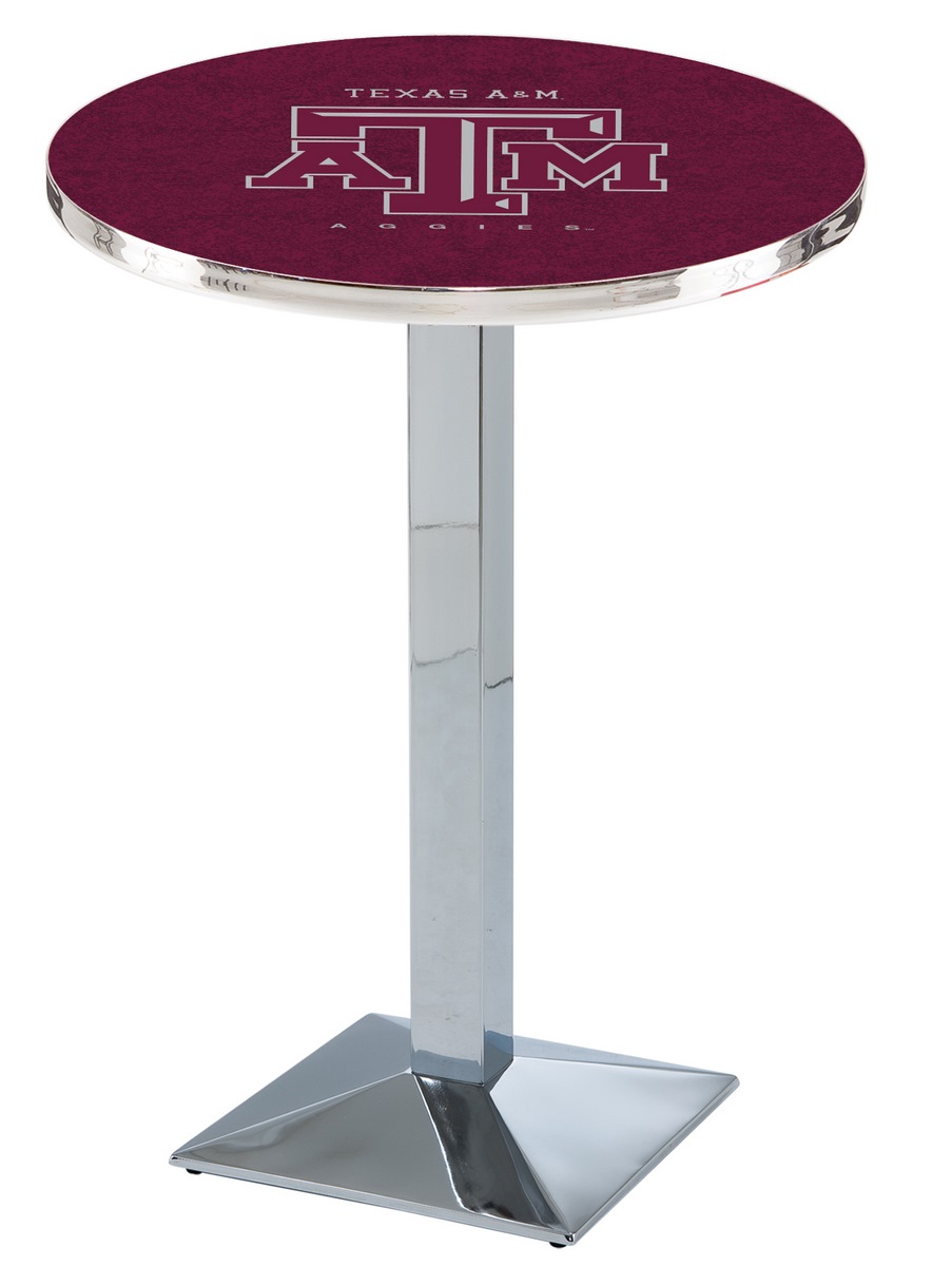 L217 Texas A&M 36" Tall - 30" Top Pub Table with Chrome Finish