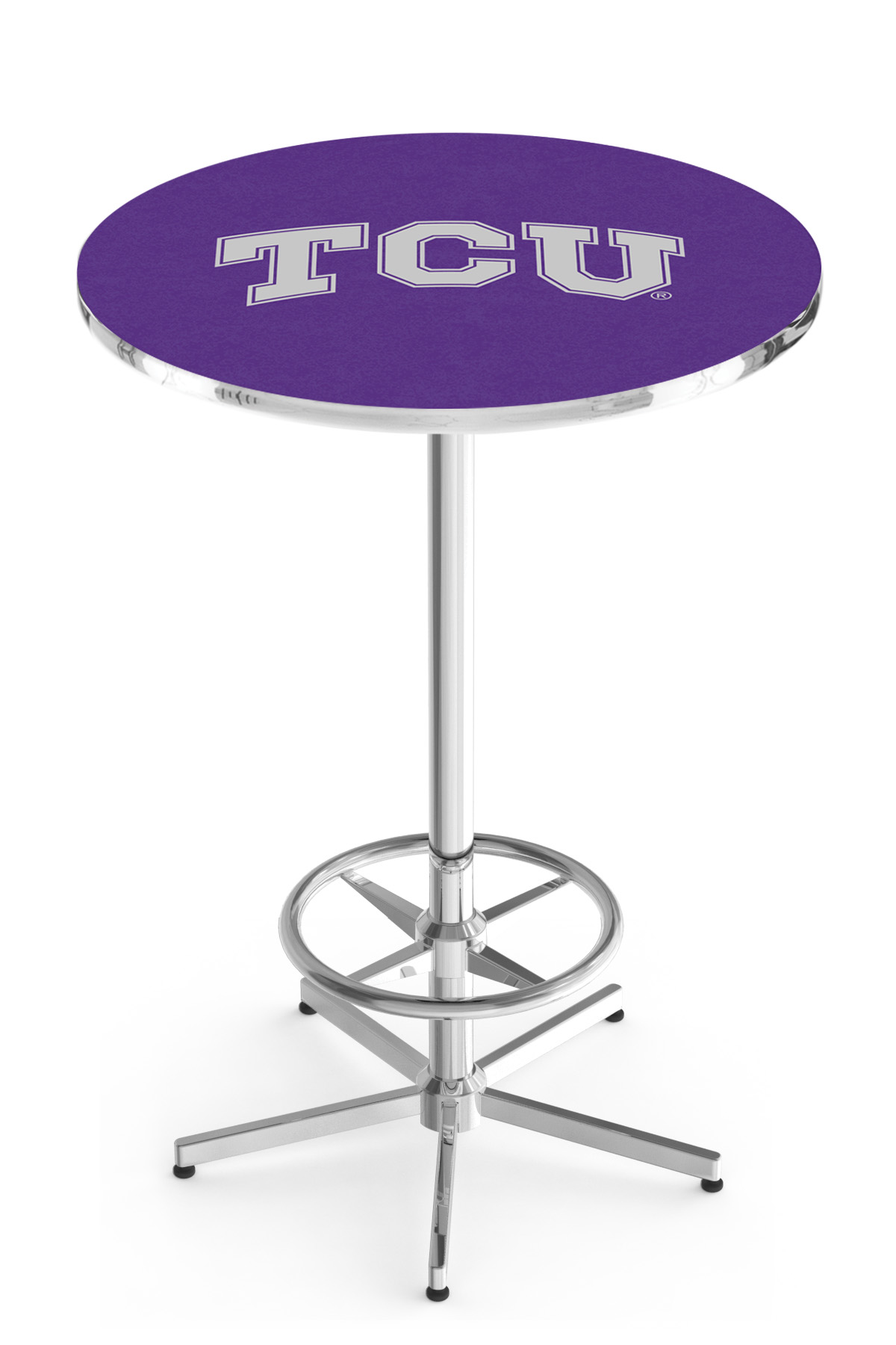 L216 Texas Christian University 42" Tall - 30" Top Pub Table with Chrome Finish