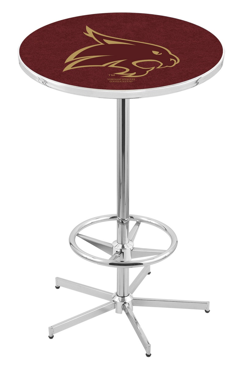 L216 Texas State University 42" Tall - 30" Top Pub Table with Chrome Finish