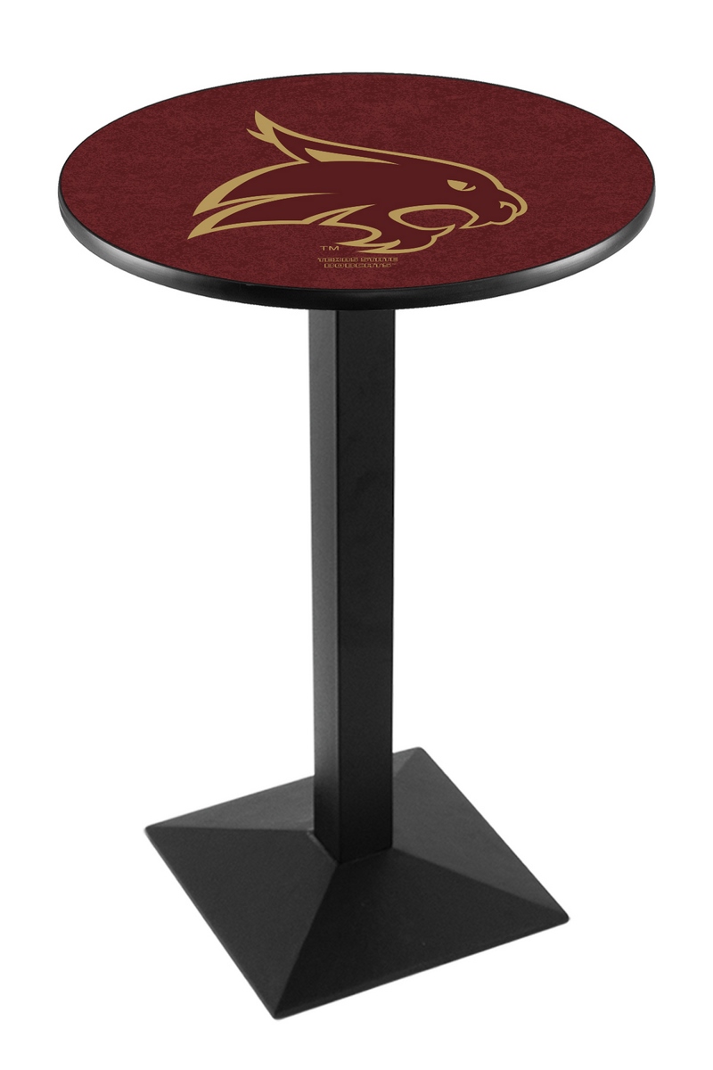 L217 Texas State University 36" Tall - 30" Top Pub Table with Black Wrinkle Finish