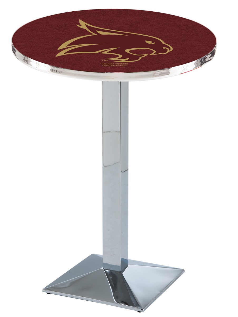 L217 Texas State University 42" Tall - 30" Top Pub Table with Chrome Finish