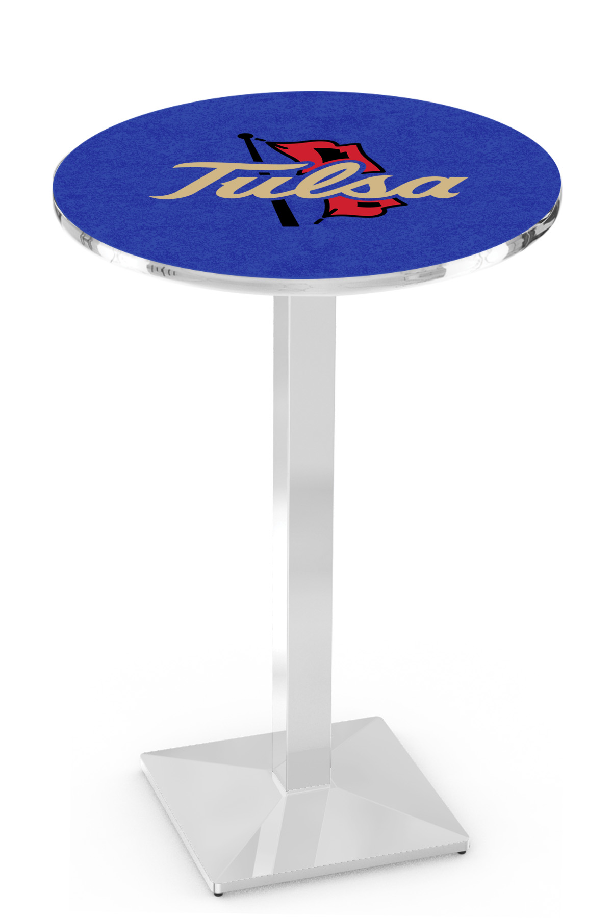 L217 University of Tulsa 36" Tall - 30" Top Pub Table with Chrome Finish