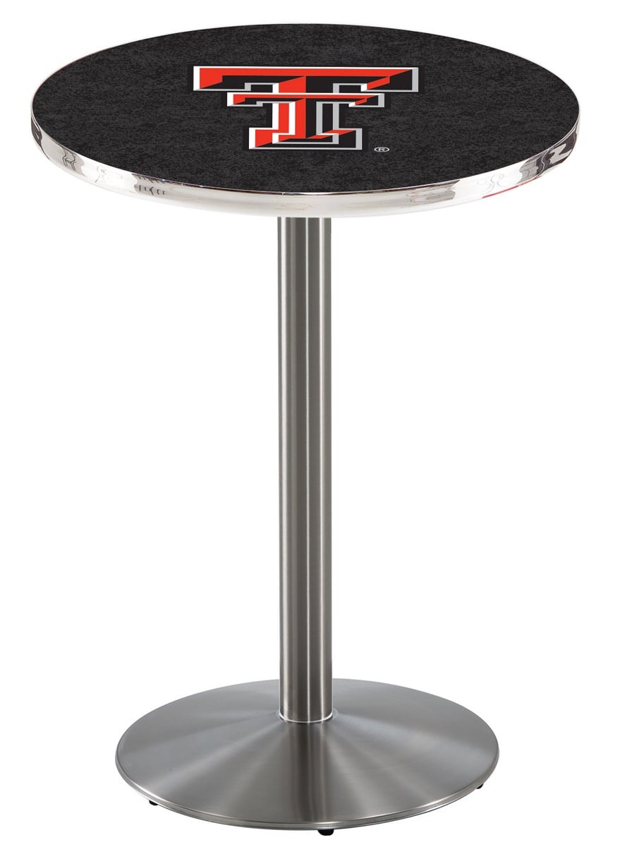 L214 Texas Tech University 36" Tall - 30" Top Pub Table with Stainless Finish