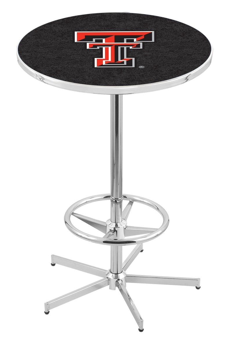 L216 Texas Tech University 42" Tall - 30" Top Pub Table with Chrome Finish