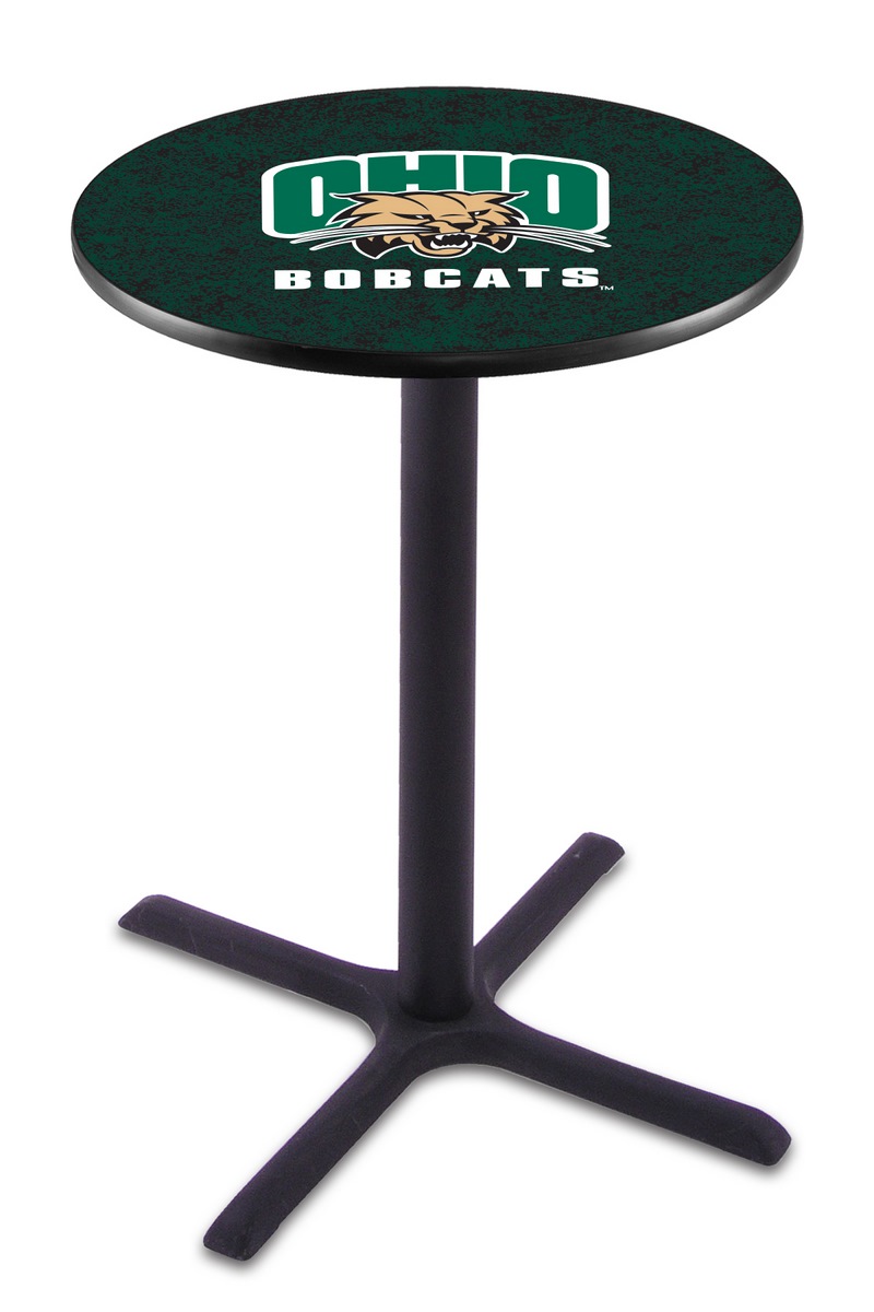 L211 Ohio University 36" Tall - 30" Top Pub Table with Black Wrinkle Finish