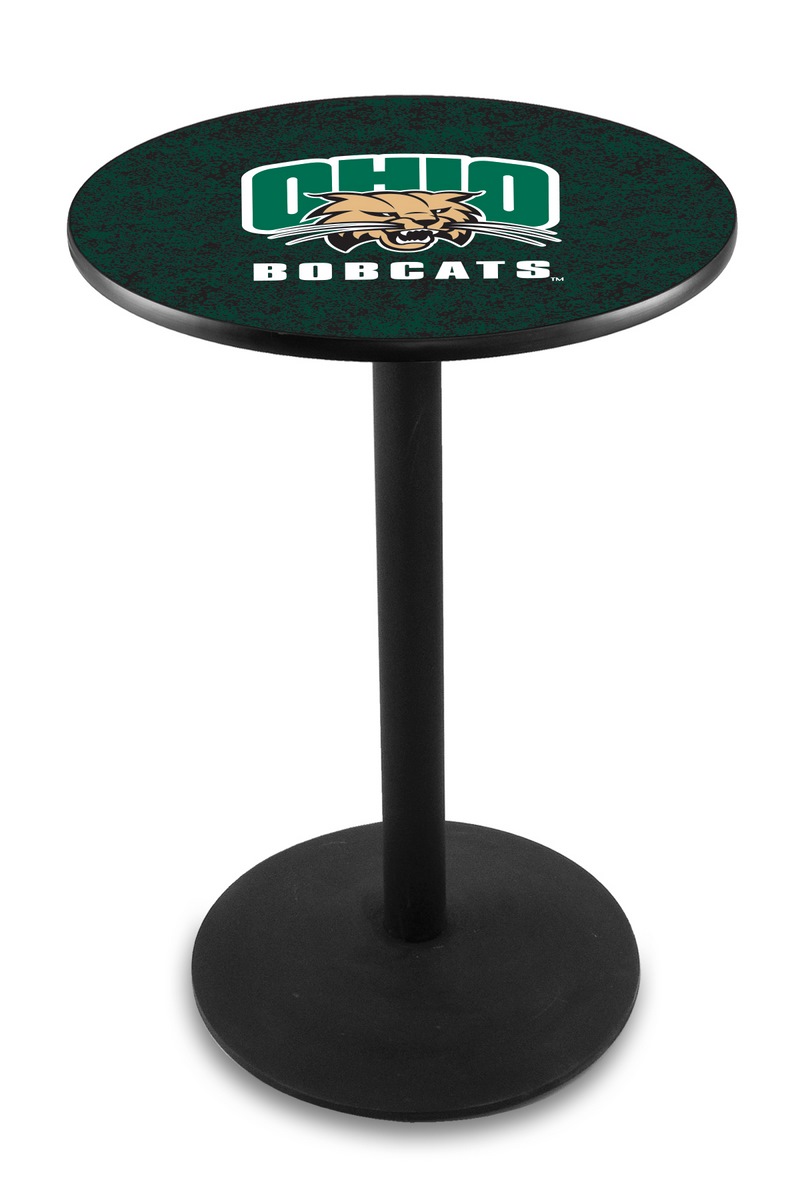 L214 Ohio University 42" Tall - 30" Top Pub Table with Black Wrinkle Finish