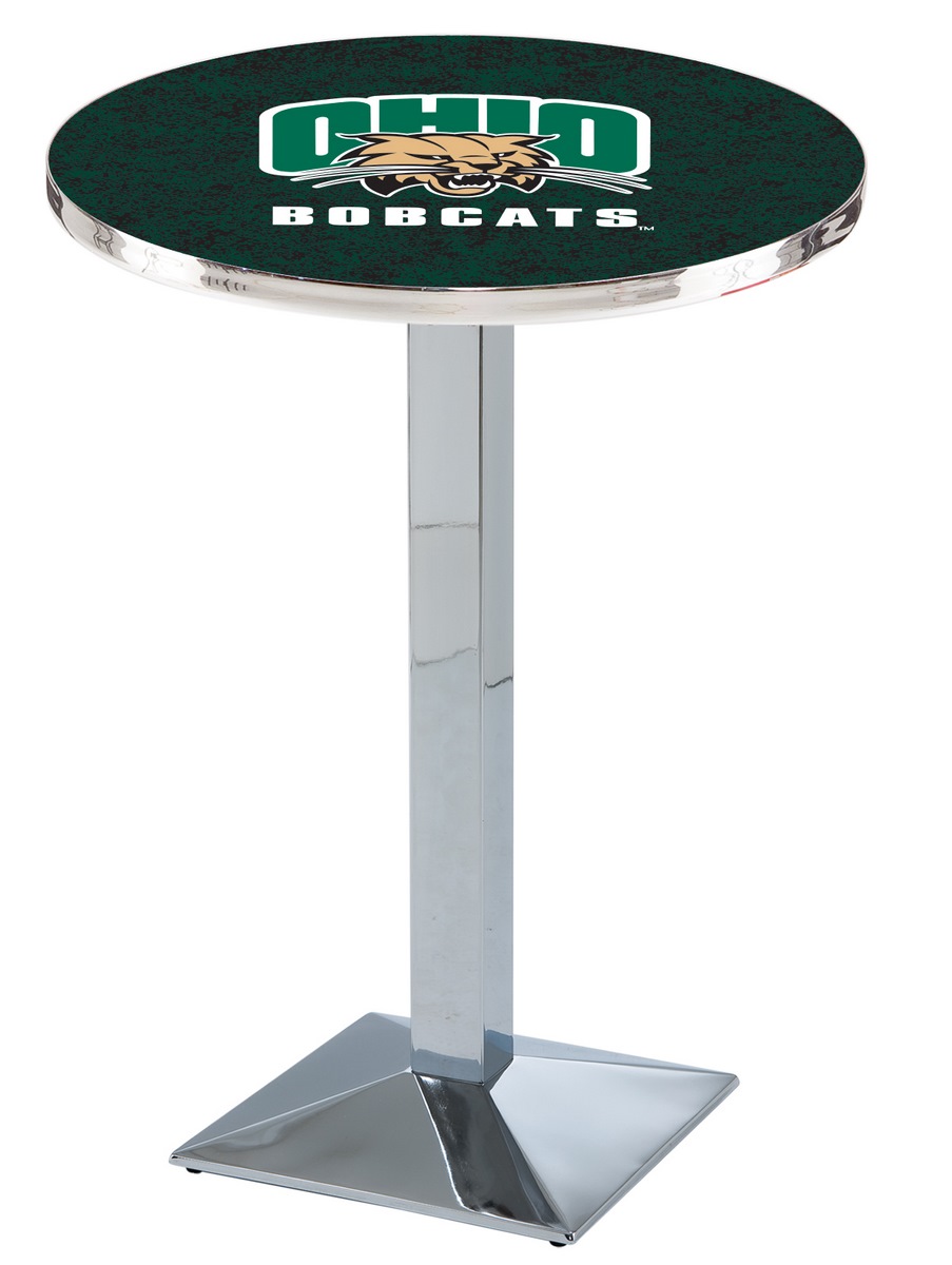 L217 Ohio University 36" Tall - 30" Top Pub Table with Chrome Finish