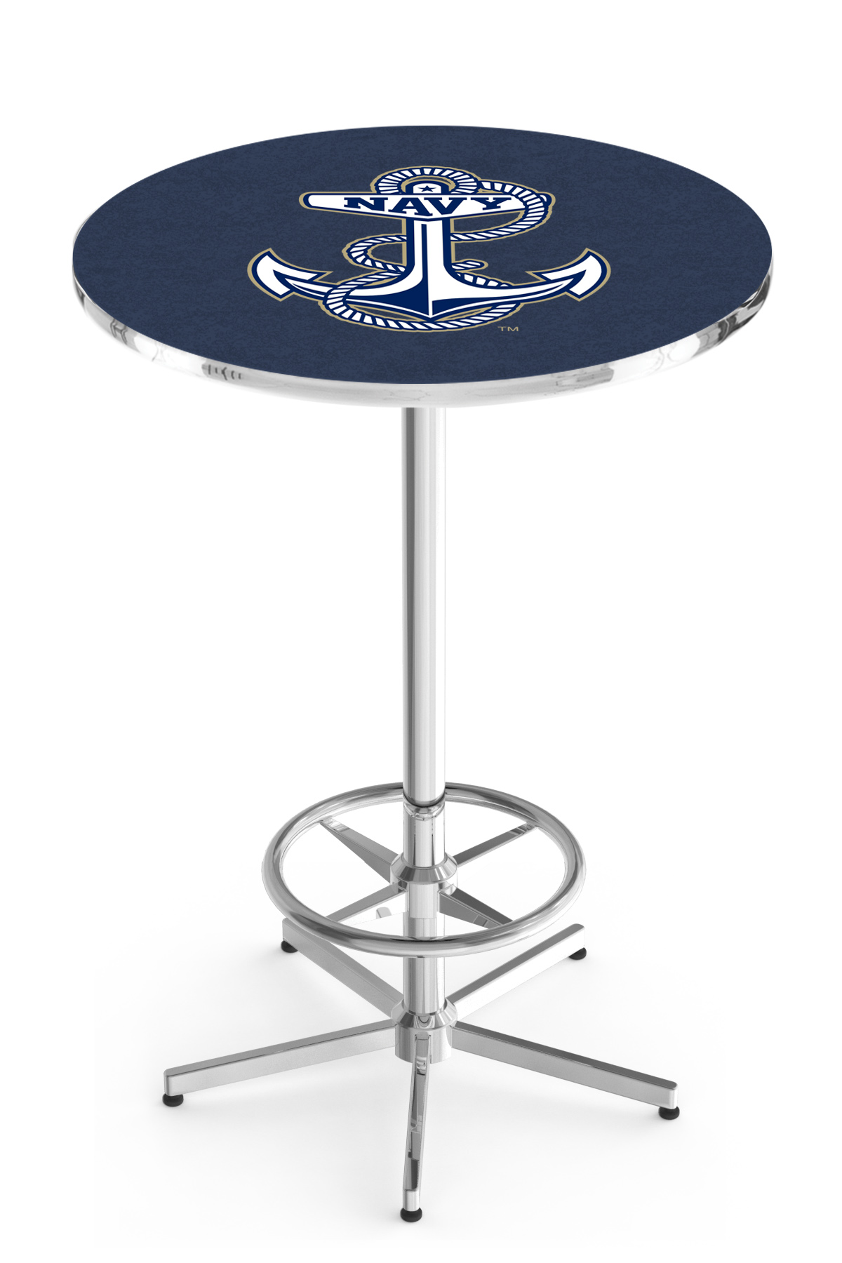 L216 US Naval Academy 42" Tall - 30" Top Pub Table with Chrome Finish