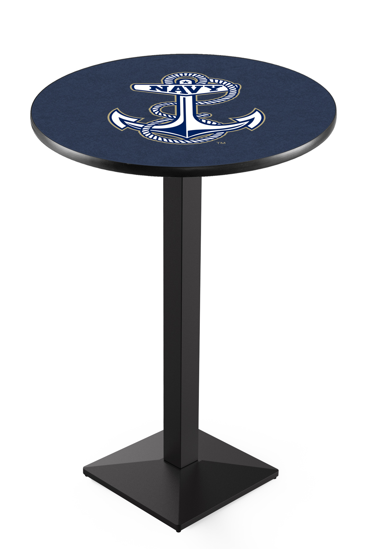 L217 US Naval Academy 36" Tall - 30" Top Pub Table with Black Wrinkle Finish