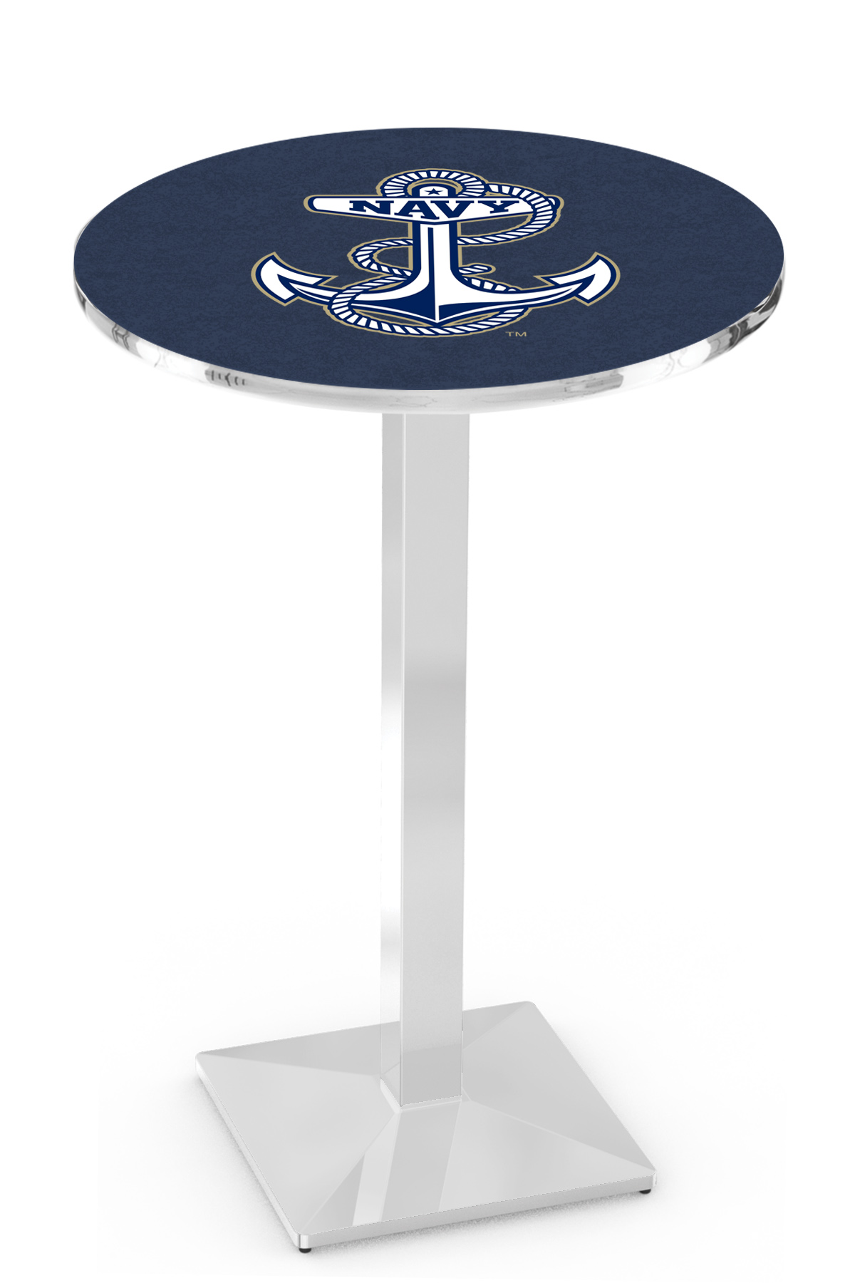 L217 US Naval Academy 42" Tall - 30" Top Pub Table with Chrome Finish