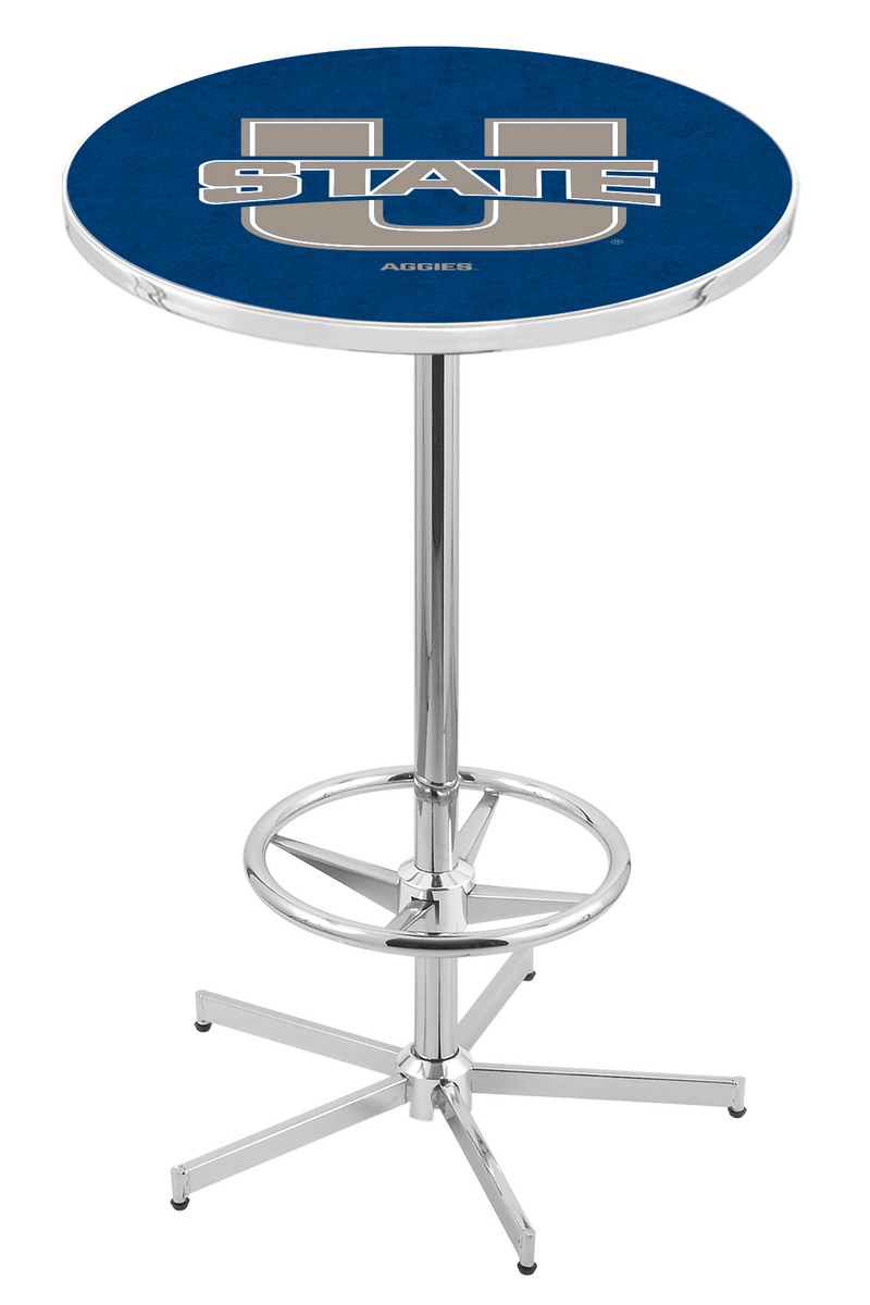 L216 Utah State University 42" Tall - 30" Top Pub Table with Chrome Finish
