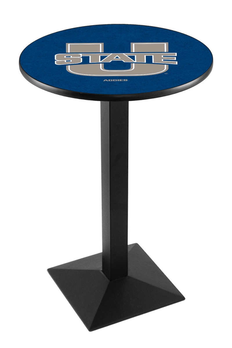 L217 Utah State University 36" Tall - 30" Top Pub Table with Black Wrinkle Finish