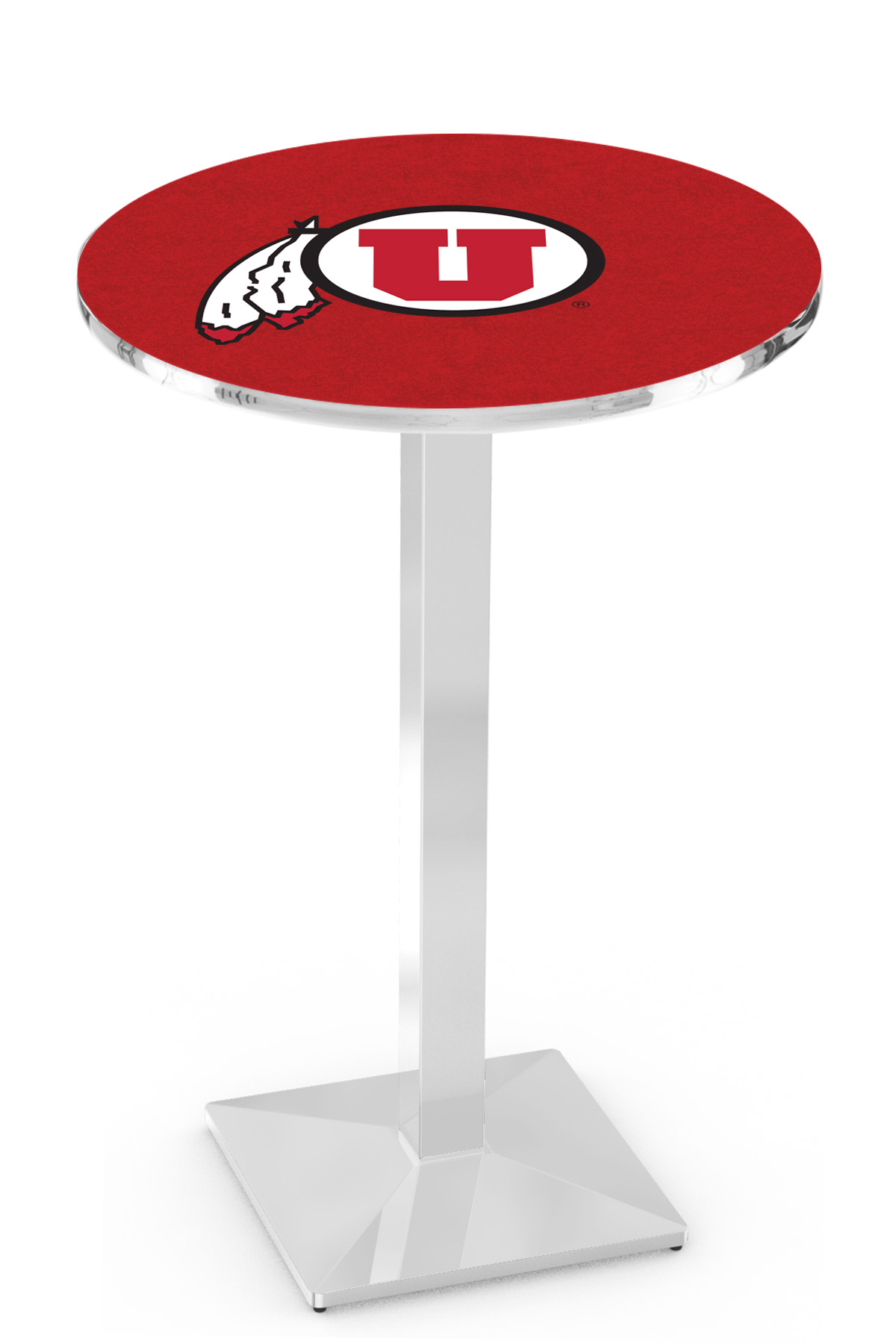 L217 University of Utah 36" Tall - 30" Top Pub Table with Chrome Finish