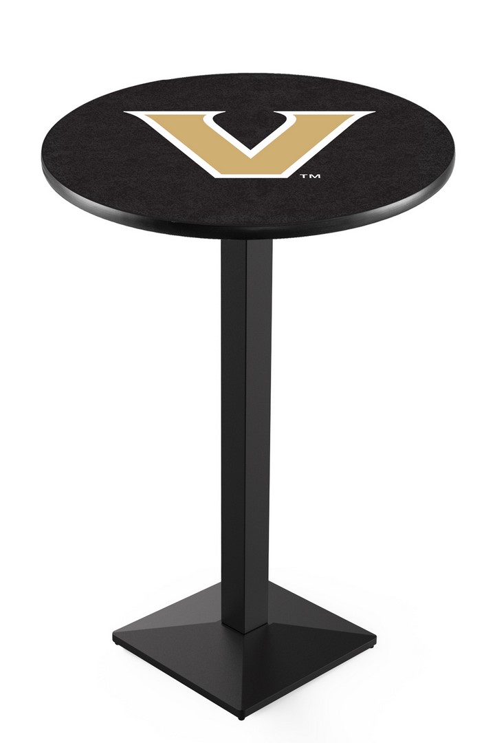 L217 Vanderbilt University 36" Tall - 30" Top Pub Table with Black Wrinkle Finish