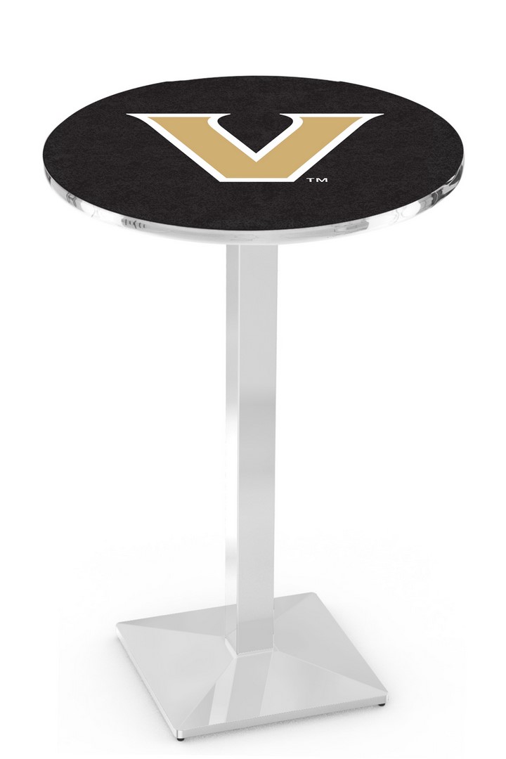 L217 Vanderbilt University 42" Tall - 30" Top Pub Table with Chrome Finish