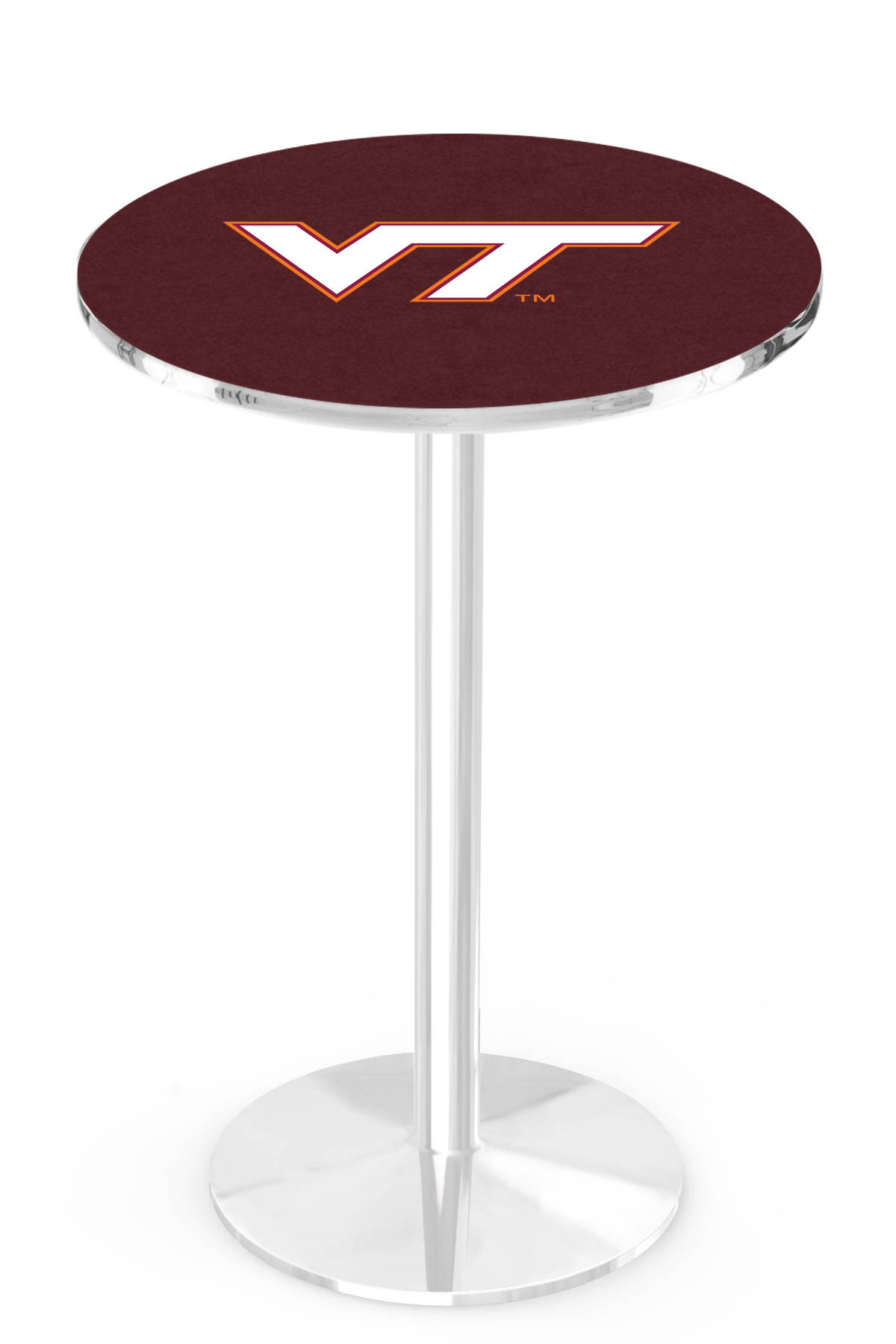 L214 Virginia Tech University 42" Tall - 30" Top Pub Table with Chrome Finish