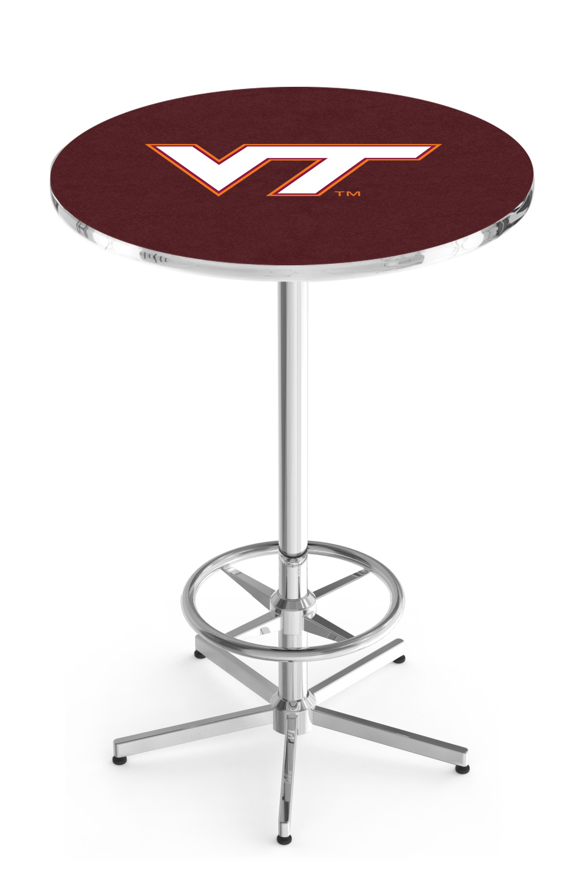 L216 Virginia Tech University 42" Tall - 30" Top Pub Table with Chrome Finish