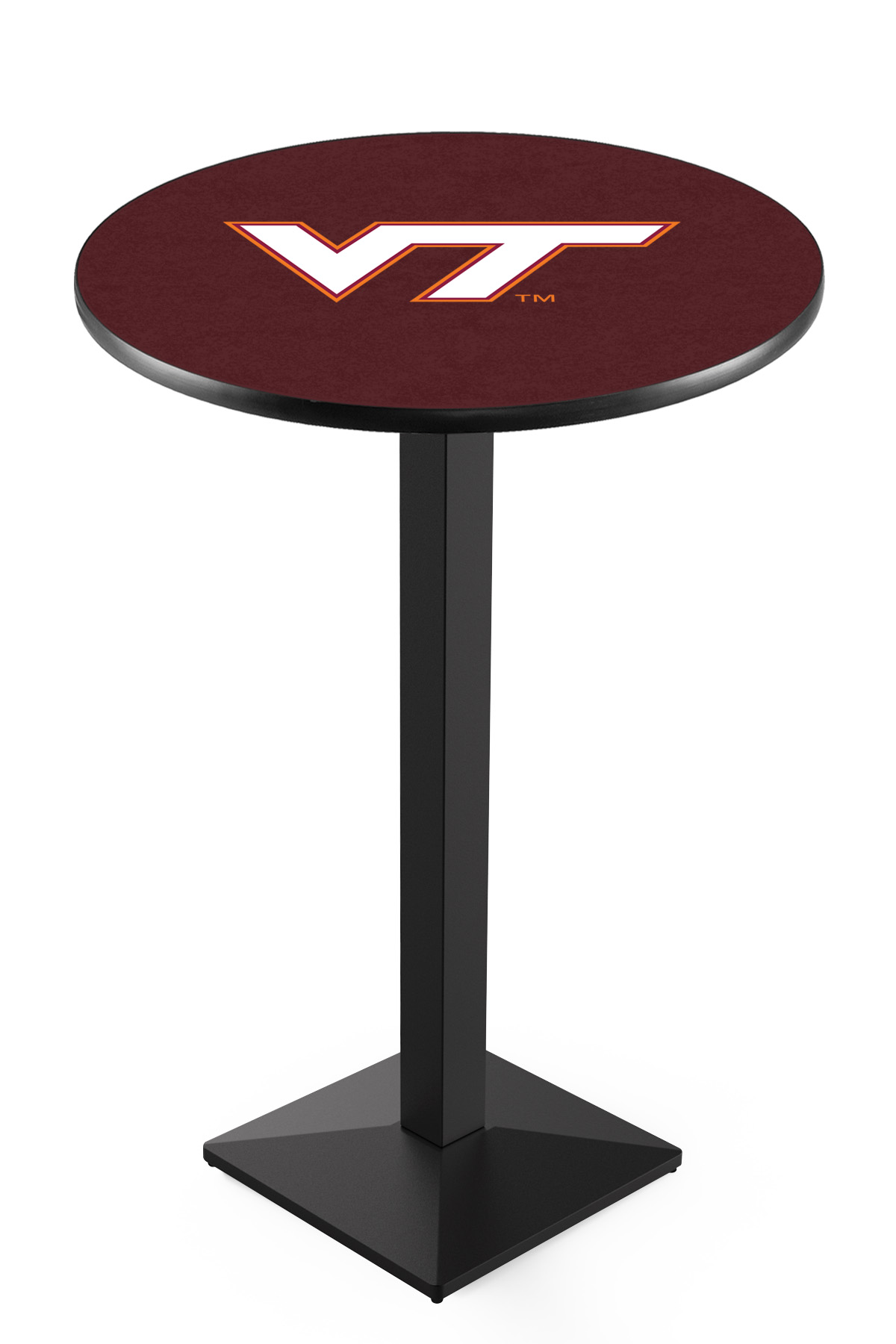 L217 Virginia Tech University 42" Tall - 30" Top Pub Table with Black Wrinkle Finish