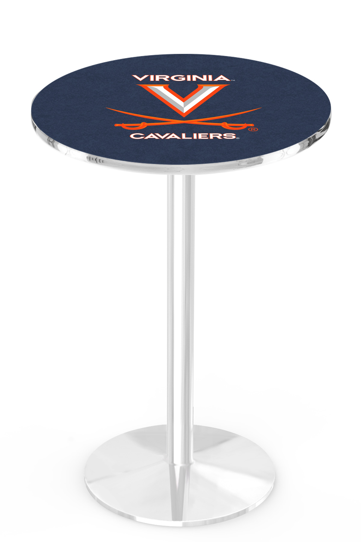 L214 University of Virginia 36" Tall - 30" Top Pub Table with Chrome Finish