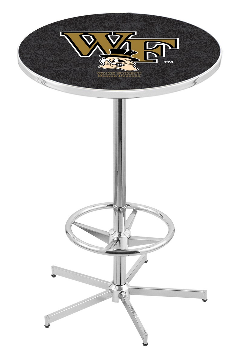 L216 Wake Forest University 42" Tall - 30" Top Pub Table with Chrome Finish