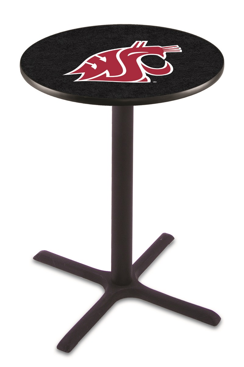 L211 Washington State University 36" Tall - 30" Top Pub Table with Black Wrinkle Finish