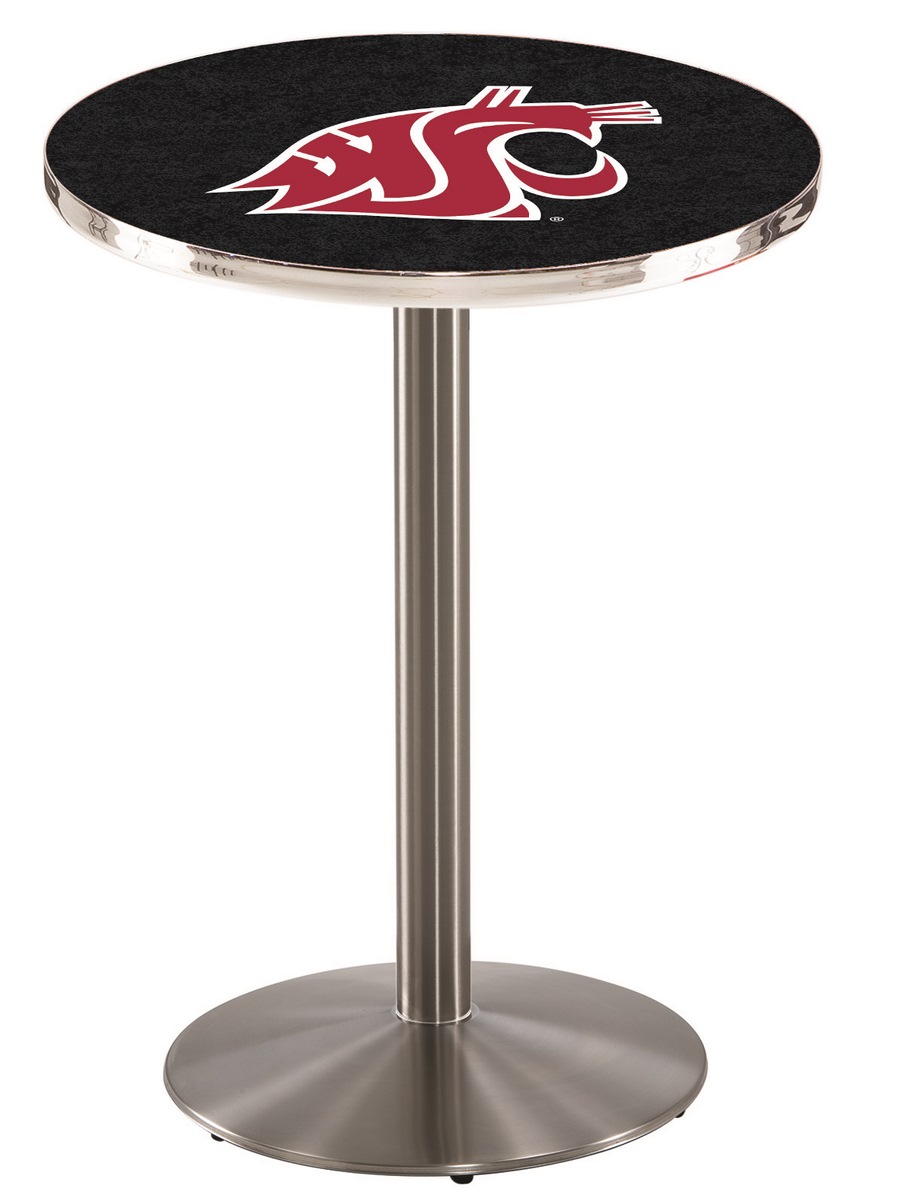 L214 Washington State University 42" Tall - 30" Top Pub Table with Stainless Finish