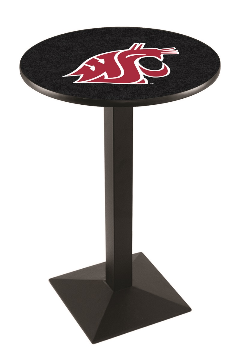 L217 Washington State University 42" Tall - 30" Top Pub Table with Black Wrinkle Finish