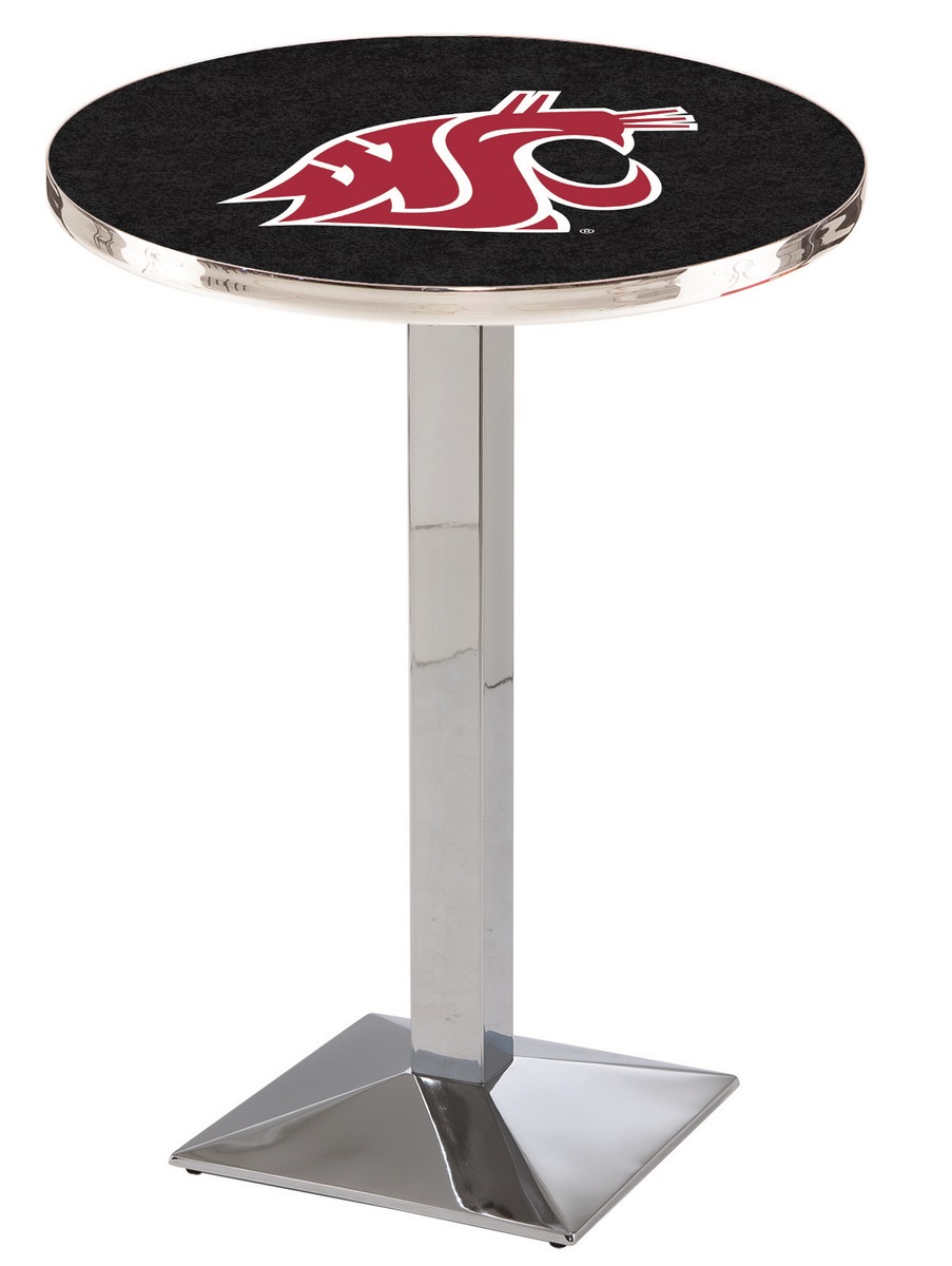 L217 Washington State University 36" Tall - 30" Top Pub Table with Chrome Finish