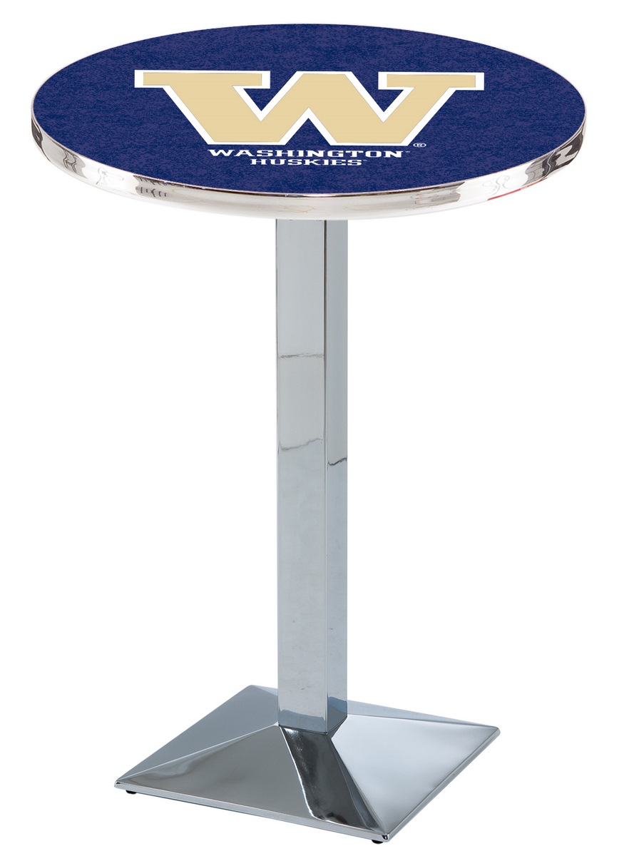 L217 University of Washington 42" Tall - 30" Top Pub Table with Chrome Finish