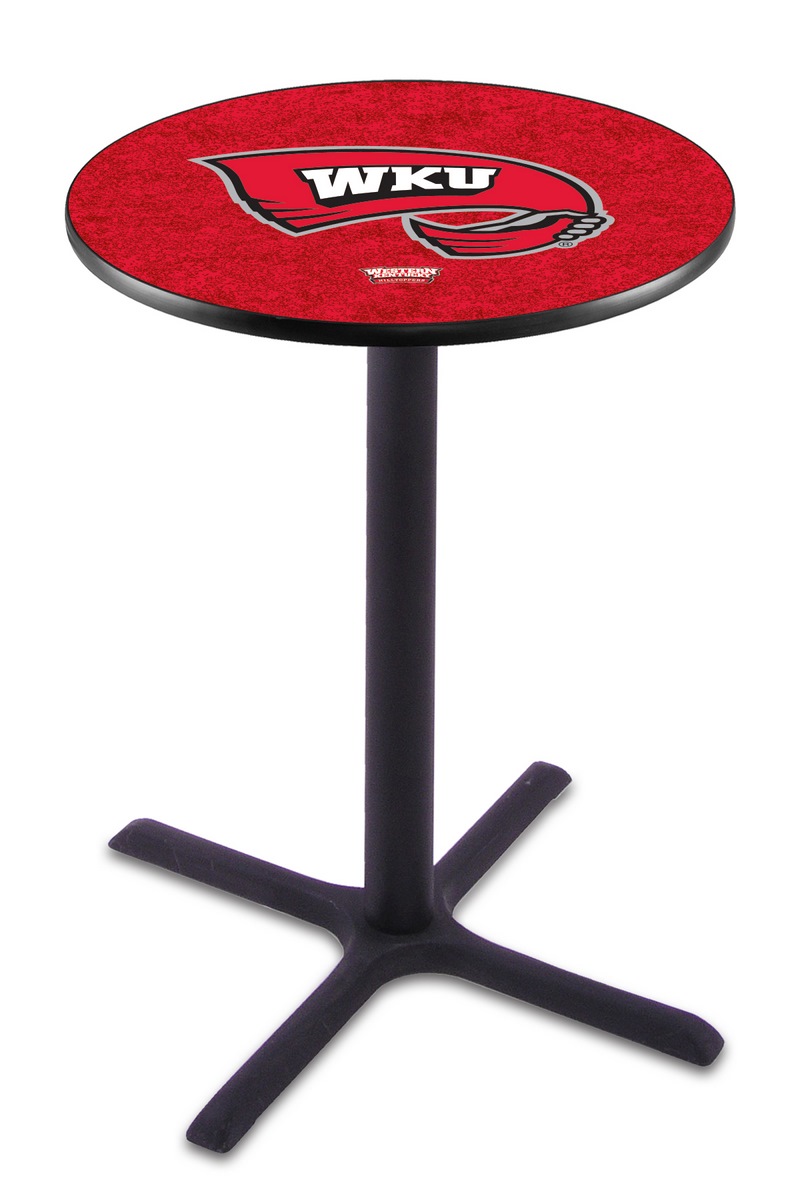 L211 Western Kentucky University 42" Tall - 30" Top Pub Table with Black Wrinkle Finish