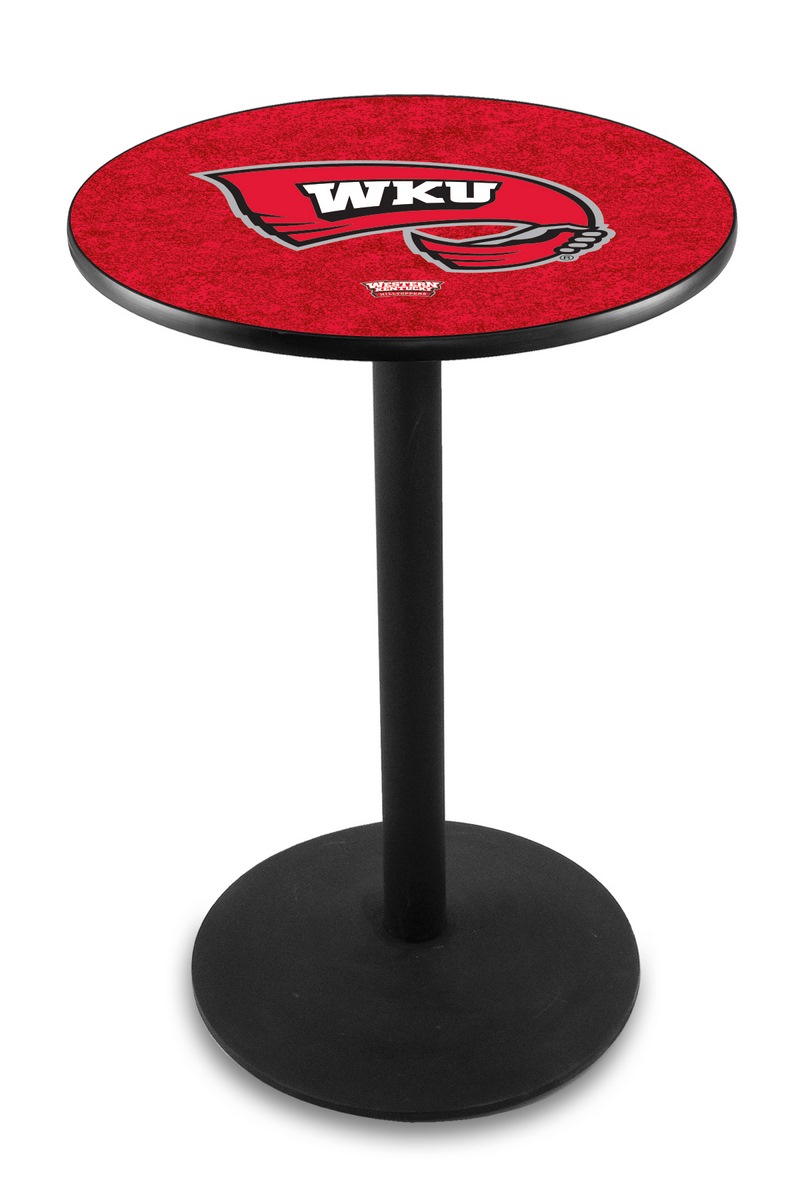 L214 Western Kentucky University 42" Tall - 30" Top Pub Table with Black Wrinkle Finish
