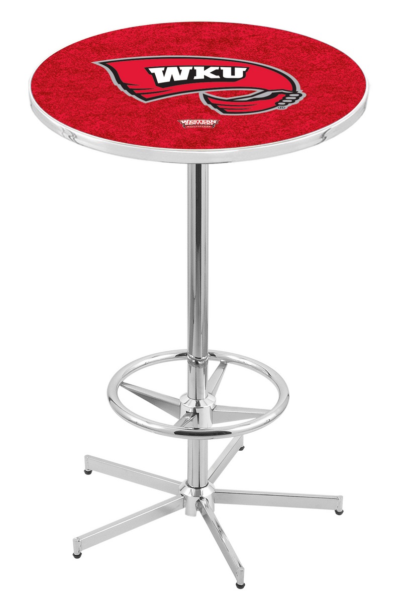 L216 Western Kentucky University 42" Tall - 30" Top Pub Table with Chrome Finish