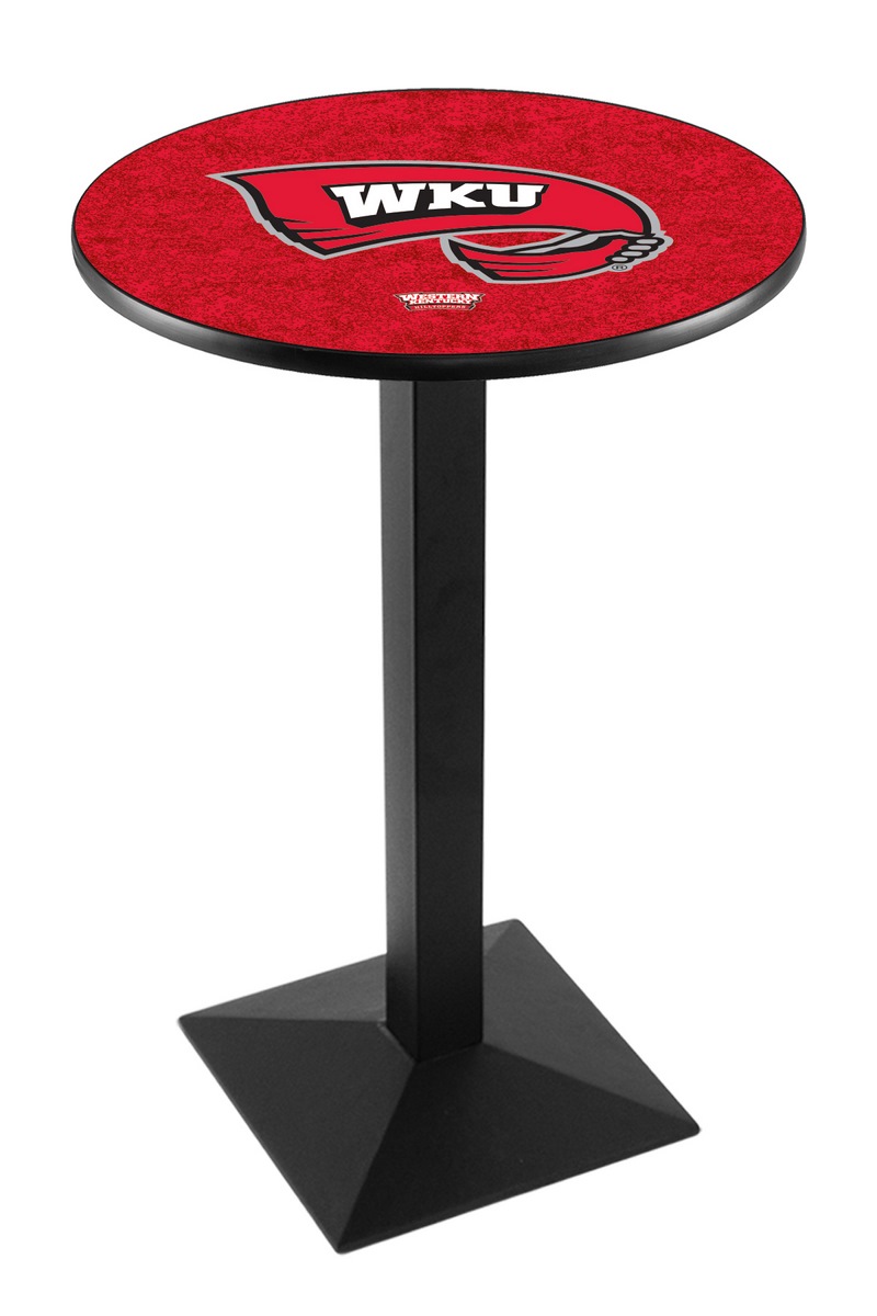 L217 Western Kentucky University 36" Tall - 30" Top Pub Table with Black Wrinkle Finish