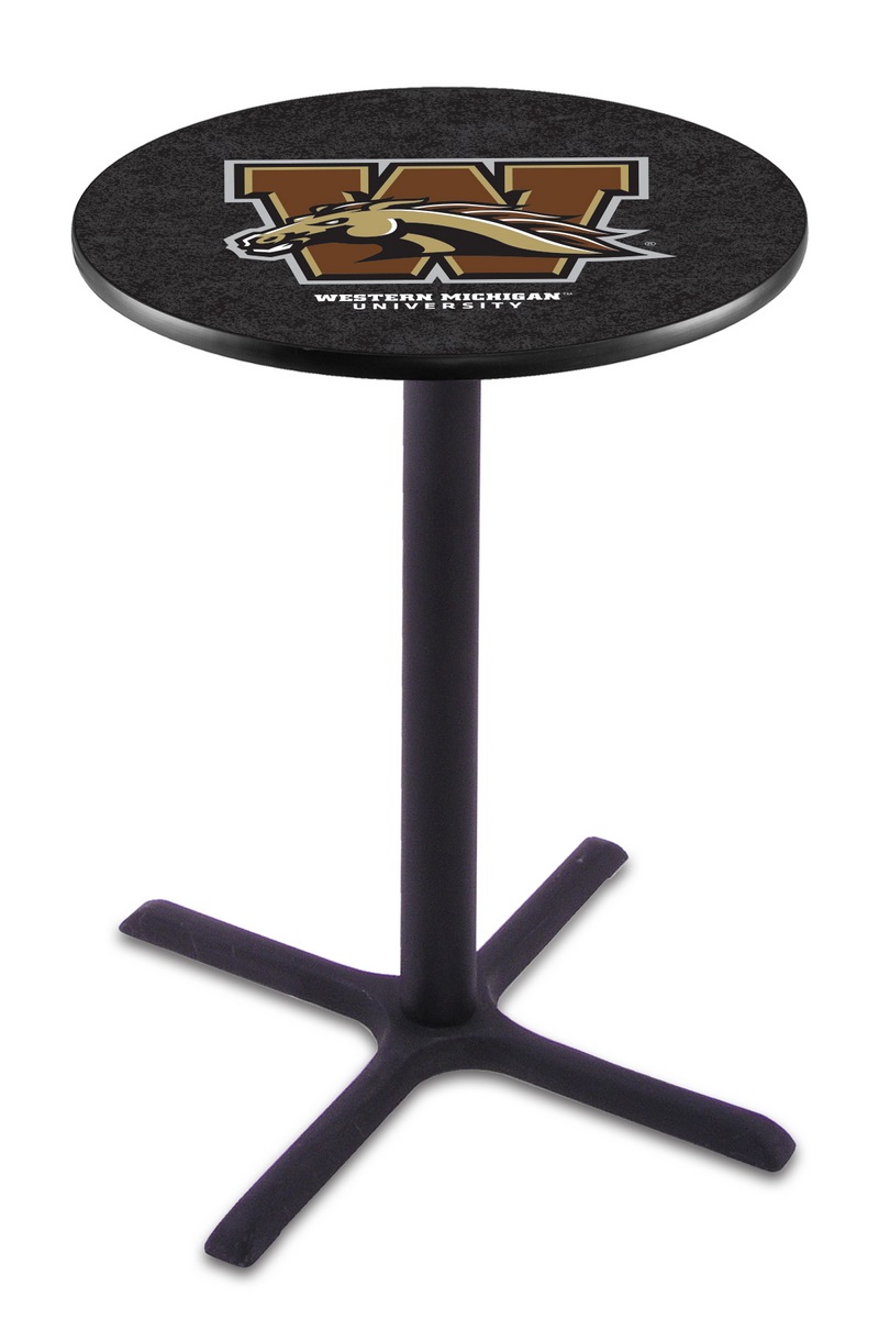 L211 Western Michigan University 42" Tall - 30" Top Pub Table with Black Wrinkle Finish