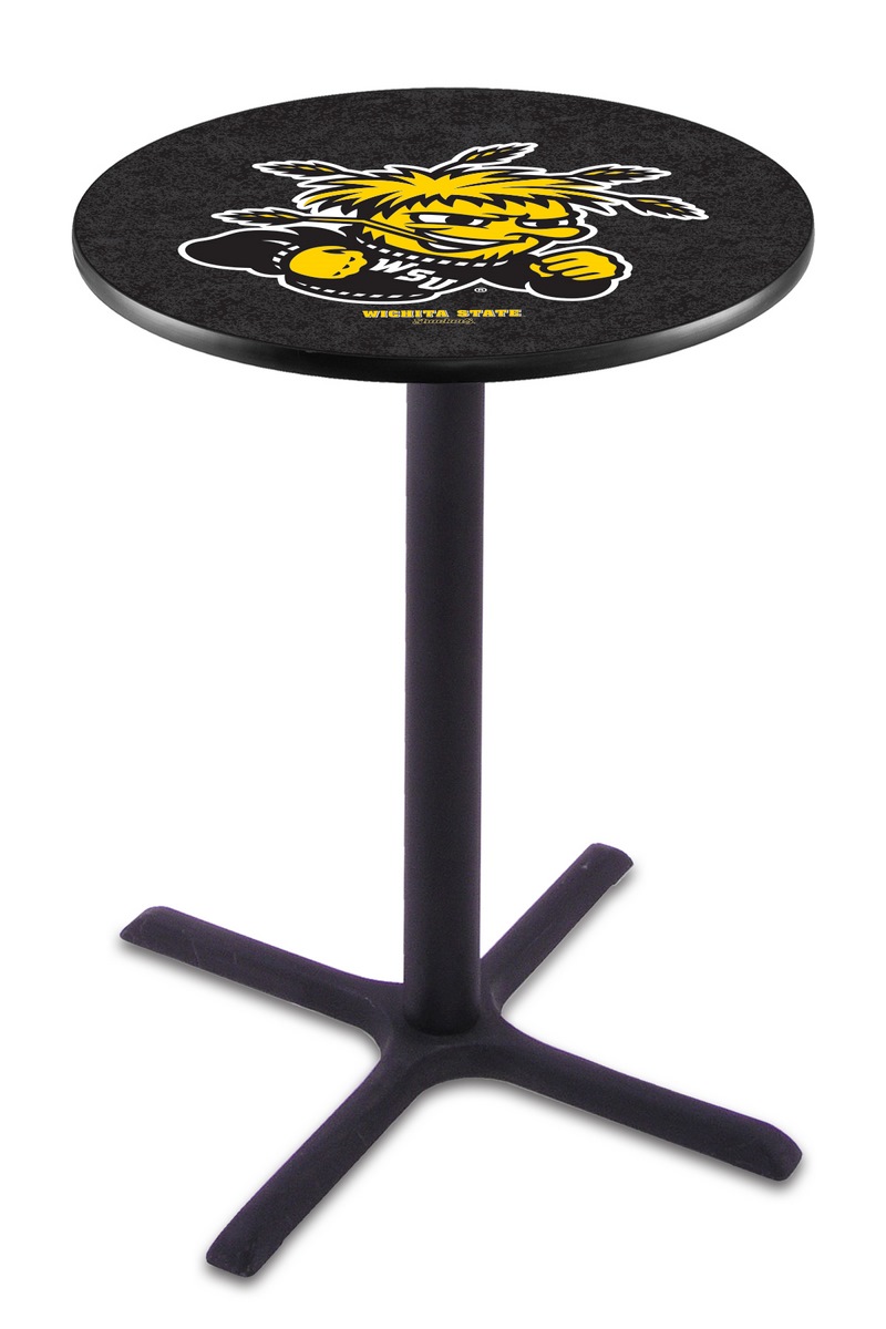 L211 Wichita State University 36" Tall - 30" Top Pub Table with Black Wrinkle Finish