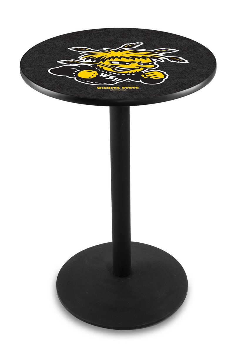 L214 Wichita State University 42" Tall - 30" Top Pub Table with Black Wrinkle Finish