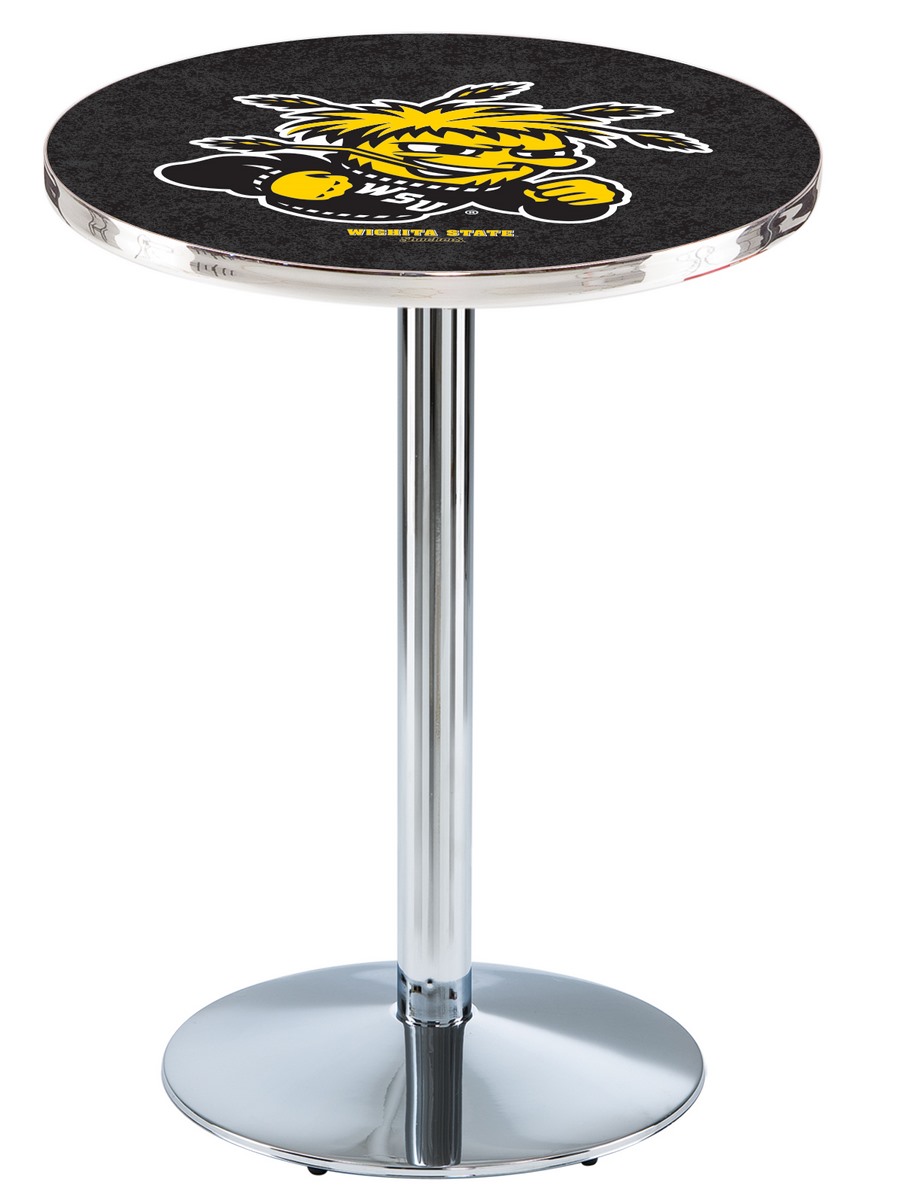 L214 Wichita State University 42" Tall - 30" Top Pub Table with Chrome Finish