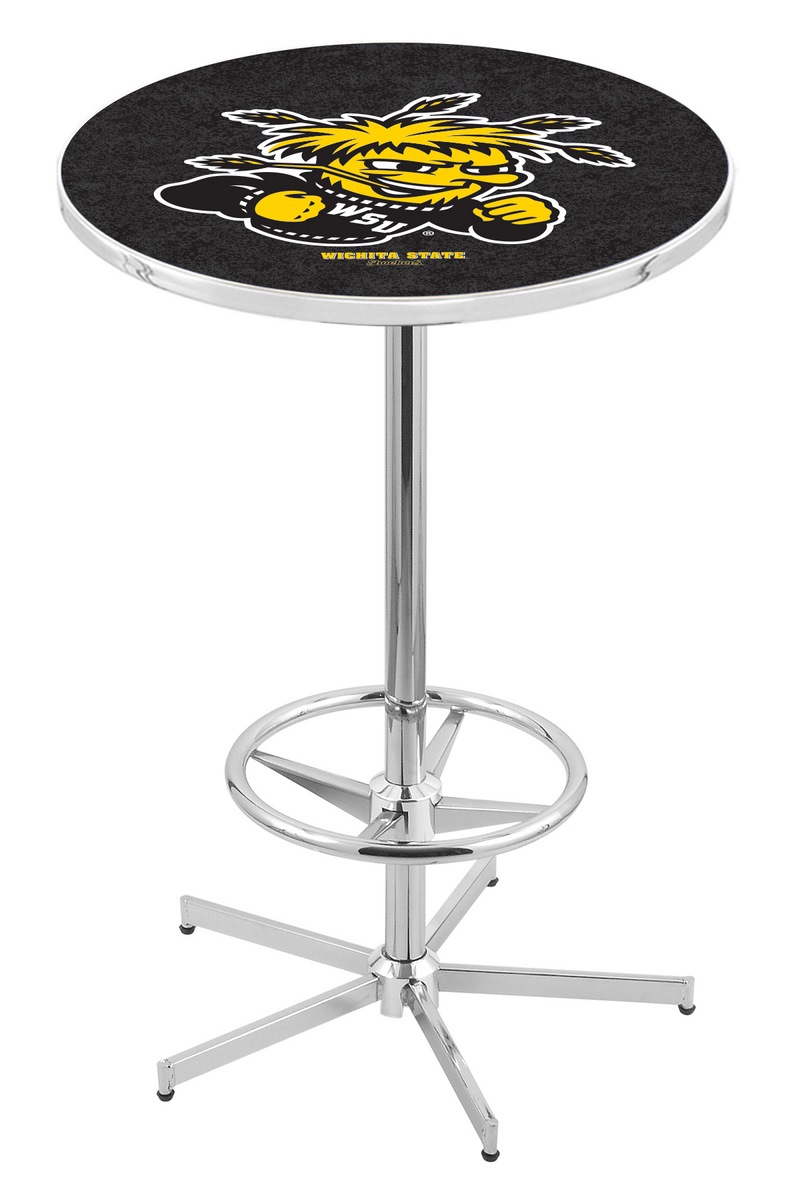 L216 Wichita State University 42" Tall - 30" Top Pub Table with Chrome Finish