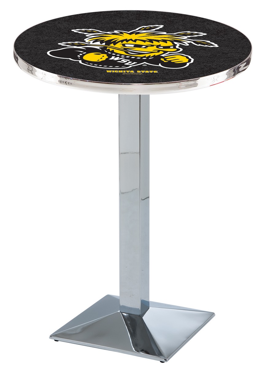 L217 Wichita State University 36" Tall - 30" Top Pub Table with Chrome Finish