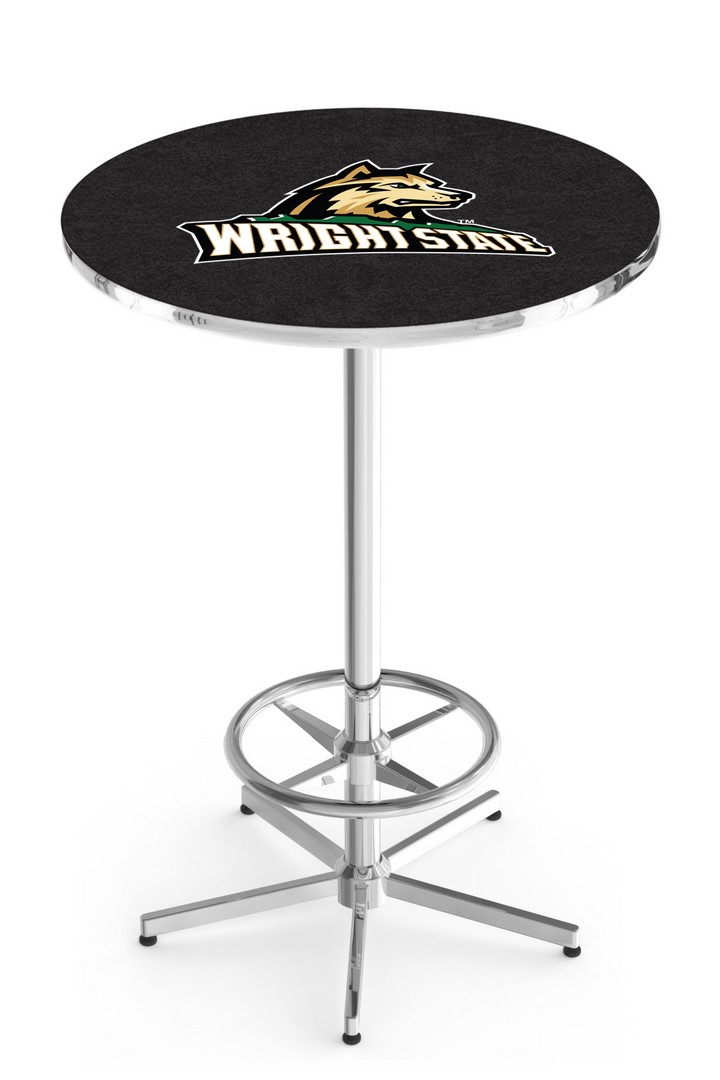 L216 Wright State University 42" Tall - 30" Top Pub Table with Chrome Finish