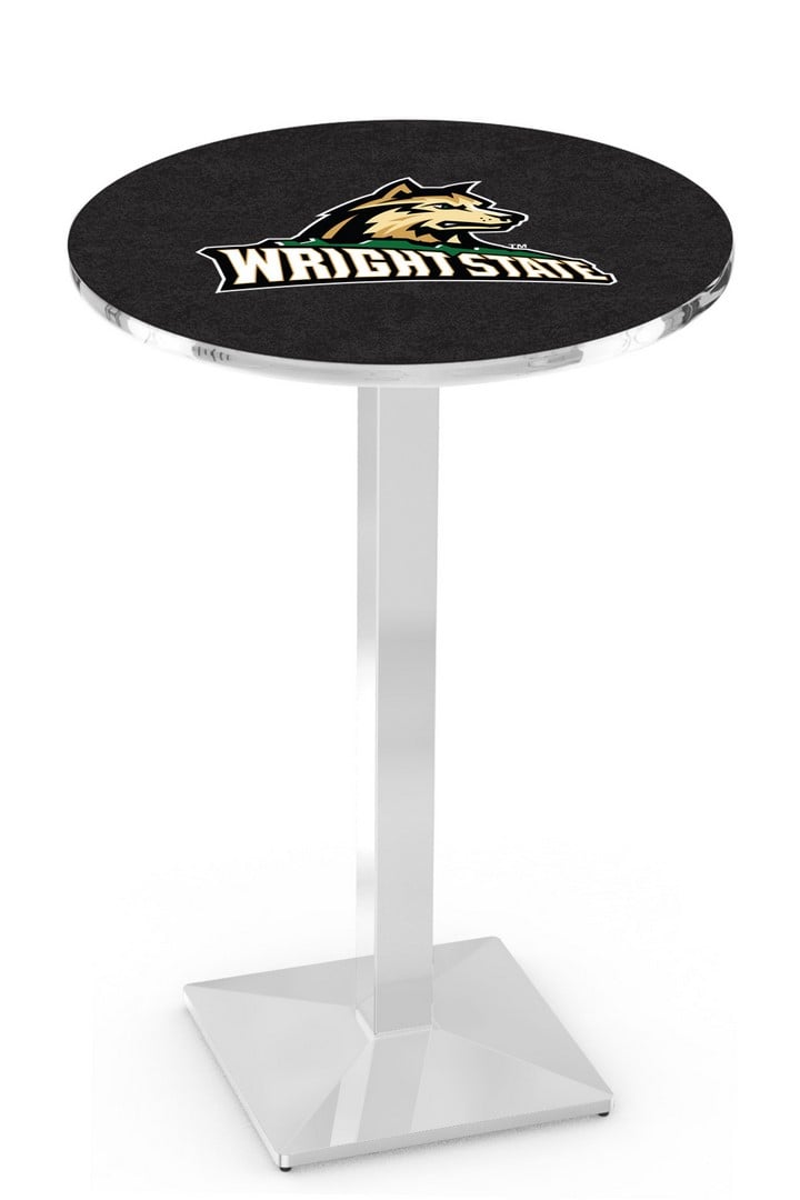 L217 Wright State University 36" Tall - 30" Top Pub Table with Chrome Finish