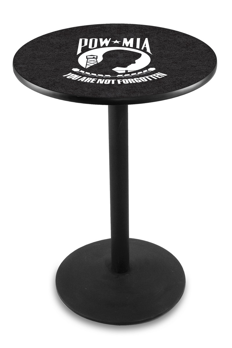 L214 POW/MIA 36" Tall - 30" Top Pub Table with Black Wrinkle Finish