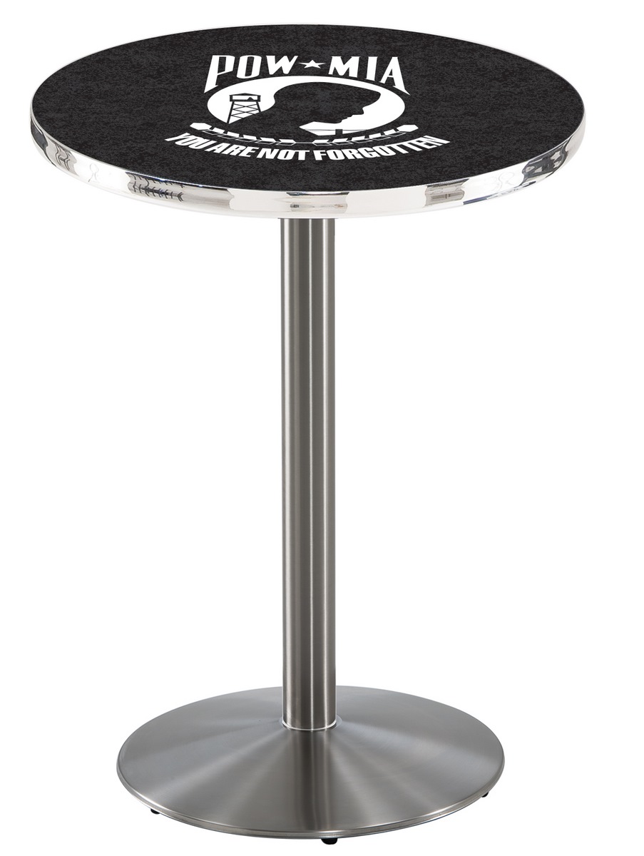 L214 POW/MIA 36" Tall - 30" Top Pub Table with Stainless Finish