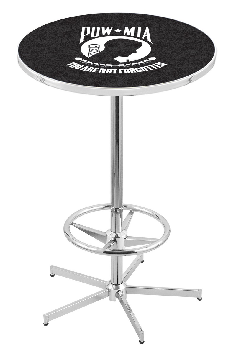 L216 POW/MIA 42" Tall - 30" Top Pub Table with Chrome Finish