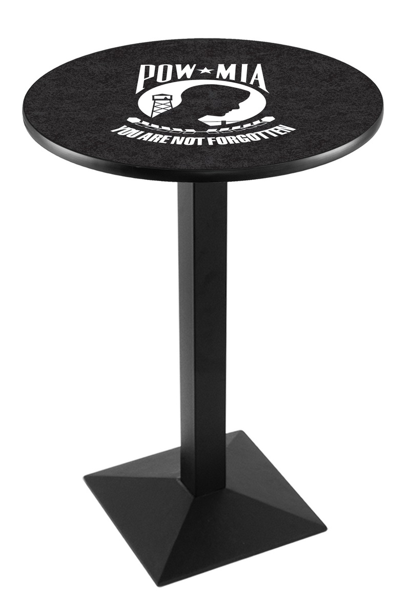 L217 POW/MIA 36" Tall - 30" Top Pub Table with Black Wrinkle Finish